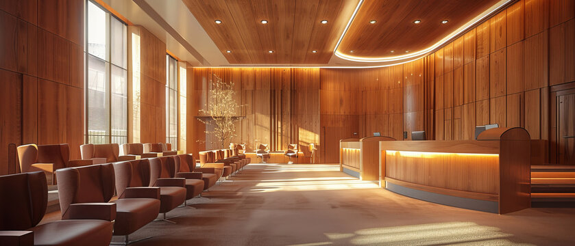 Courtroom interior with modern design elements