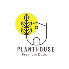 plant house logo line art vector icon symbol minimalist design