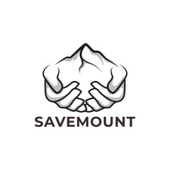 care logo mountain  nature  scenery  protecting nature vector icon symbol modern minimalist design