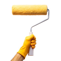 hands holding paint roller transparent background