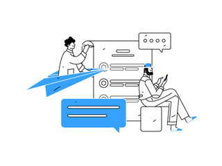 Invite friends to conduct questionnaire flat vector concept operation hand drawn illustration
