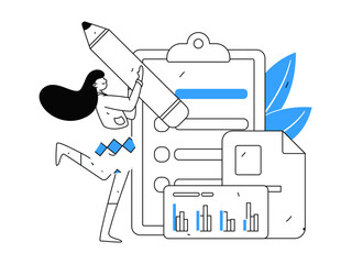 Invite friends to conduct questionnaire flat vector concept operation hand drawn illustration
