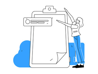 Invite friends to conduct questionnaire flat vector concept operation hand drawn illustration
