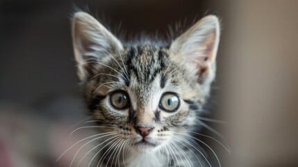 Fototapeta premium A Kitten s Portrait with a Chosen Emphasis