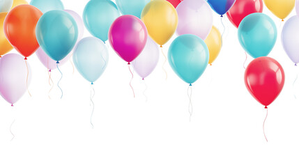 Colourful balloons floating against transparent background.