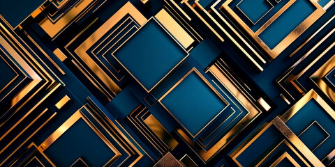 dark blue background with bright golden geometric shapes,