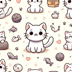 seamless pattern with cats generative AI