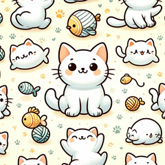 seamless background with cats generative AI