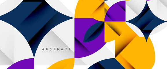 Minimal geometric elements on white. Petals, round triangles, star