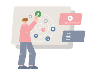 intelligent interface interactive touchscreen user touch interact with display icon set