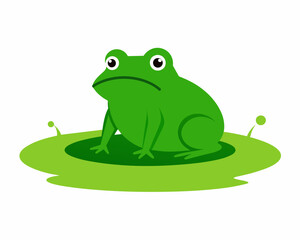 A frog is sitting on a hummock in a swamp vector illustration 