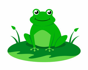 A frog is sitting on a hummock in a swamp vector illustration 