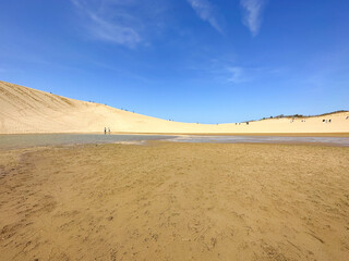 日本の鳥取にある広大な砂丘の風景