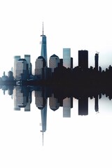 Obraz premium New York skyline featuring twin towers, 911 Patriot Day commemoration, white background