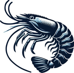 cute shrimp icon silhouette vector