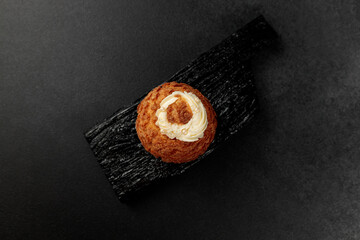 Classic Shu cake (choux). Custard dough based on butter and milk, classic custard filling with...