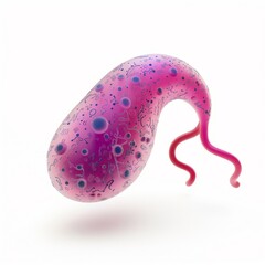 3D Illustration of Cryptosporidium Parasite in Microscopic