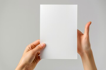 Blank paper mockup on hand created with generative AI