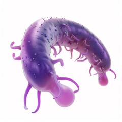 3D Illustration of Cryptosporidium Parasite in Microscopic
