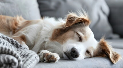 Obraz premium Sleeping dog in a sofa at Home