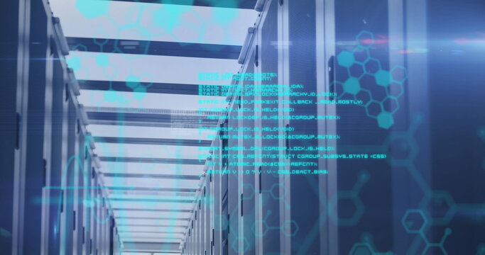 Composite image of data processing against computer server room