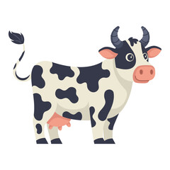 Cute cow side view, isolated on white background, hand drawn