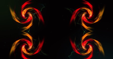 Fototapeta premium Image of four red digital waves spinning against copy space on black background