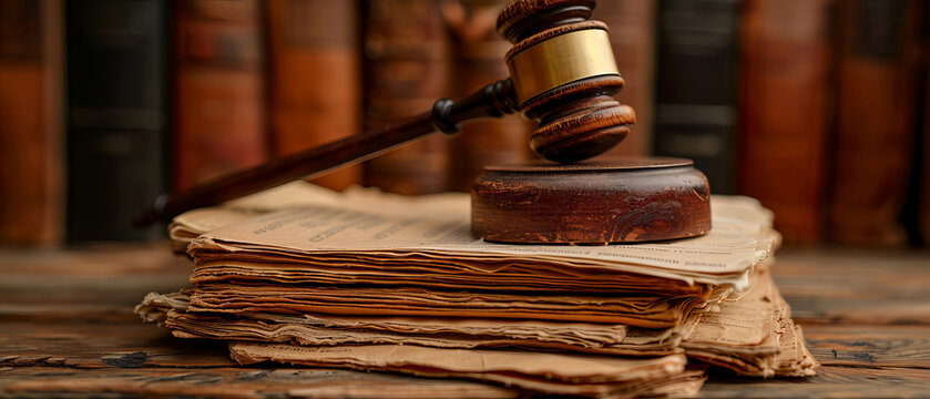 Gavel resting on a stack of legal documents