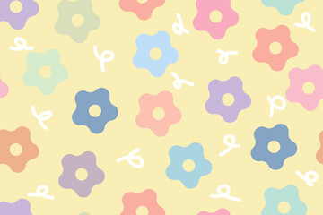 Beautiful seamless floral pattern background. Simples vector graphics. wallpaper, wrapping paper, labels, fabric, print, and advertising. Decorative ornament in retro colors