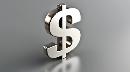 3d render of dollar sign on grey background