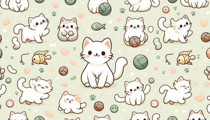 seamless pattern with cats generative AI