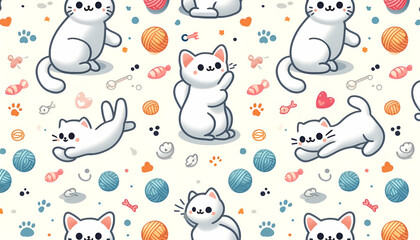 seamless background with cats generative AI