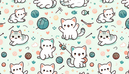 seamless pattern with cats generative AI