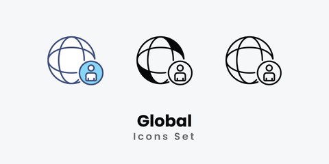Fototapeta premium Global icons vector set stock illustration.