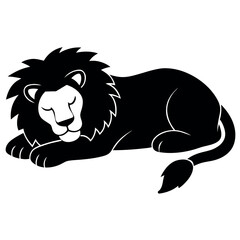 Obraz premium a lion sleeping on the ground vector silhouette
