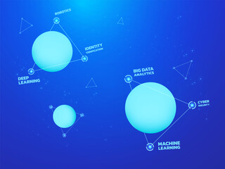 Abstract sphere geometry with triangle wireframe floating in the air on Digital Cyberspace Background vector design concept. Artificial intelligence sphere for advance technology, tech company, robot.