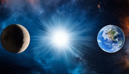 Obraz premium The Majestic Dance of Sun, Moon, and Earth