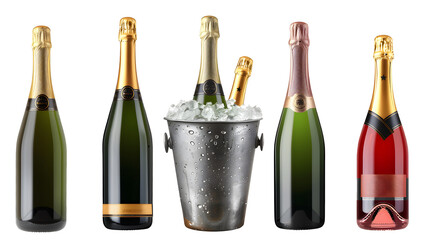 Wine bottle, ice cubes, transparent picture