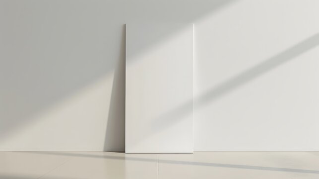 Tech or startup promotions on a tall skinny white paper mockup against a sleek wall.