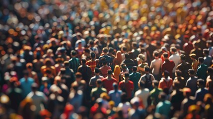 Fototapeta premium A large group of people gathered together in a crowded area, possibly at an event or festival