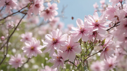 Obraz premium Springtime Whispers: Feeling the soft touch of the spring breeze as it gently stirs the petals of flowers and carries the promise of warmer days, Generative AI