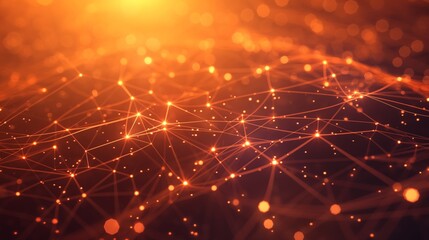 Obraz premium This image features a network visualization with a warm, fiery aesthetic and interconnected lines and nodes