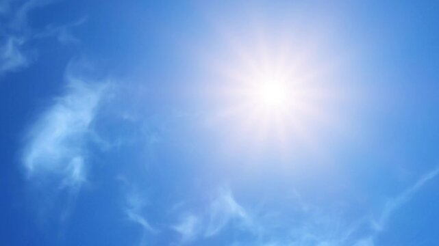 Heatwave with Blue sky with Sun - A Scorching Summer Day - Global Warming Effects: Rising Temperatures and Clear Skies in a Changing Climate