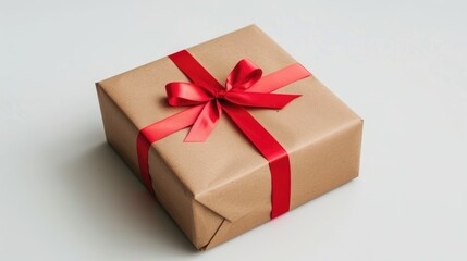 Obraz premium A single paper gift box close up set against a white backdrop