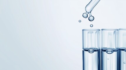 A pipette is shown adding a clear liquid to test tubes, representing a clinical laboratory environment