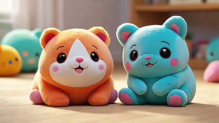 Savoring the moments of merriment and mischief with playful plush playmates, whose squishy hugs and endless adventures make every day brighter, Generative AI
