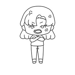 A girl with her arms crossed and a scowl on her face