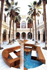 Obraz premium A blend of historic courtyards and modern atriums