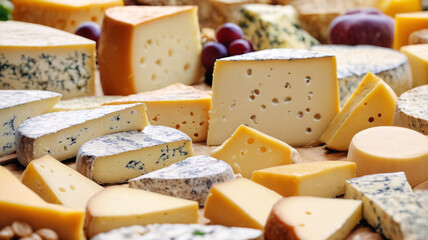 Serenity in Cheese: Exploring a Plateful of Various Cheeses for a Delightful Tasting Experience, Generative AI