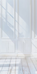 Wall panels in a interior design composition in Scandinavian style with copyspace. Home interiors composition.